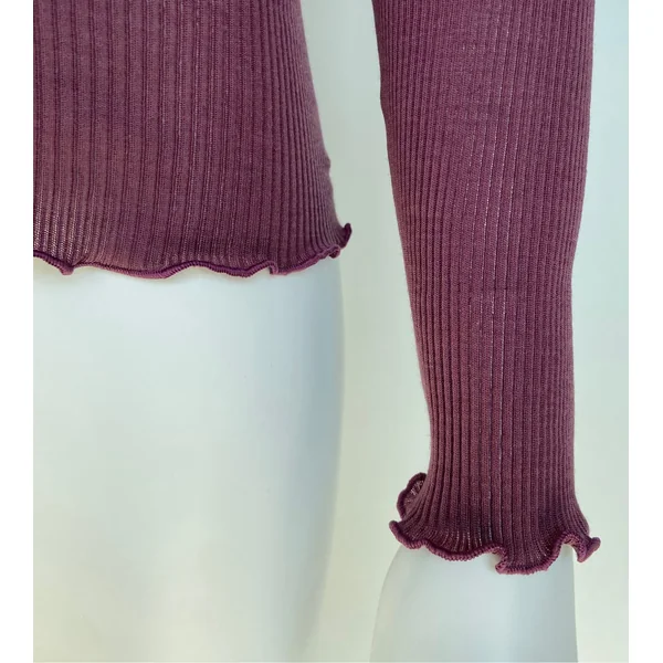 Pull col roulé Laine et Soie femme mauve Agata