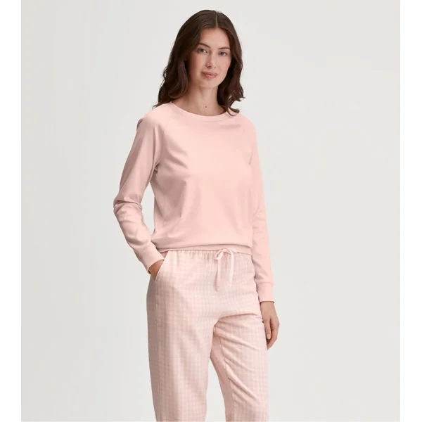 Pull rose clair en coton et col rond Favourites Universe Pearl Blush