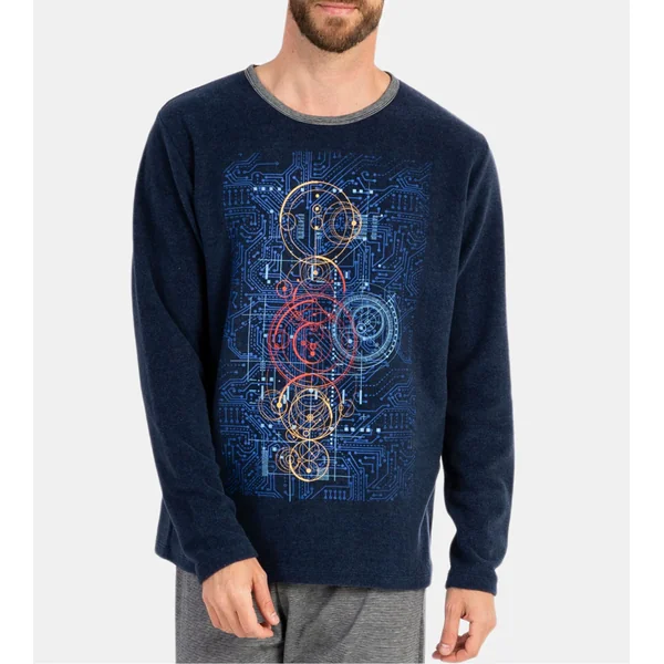 Pyjama chaud pour homme Bleu Chiné