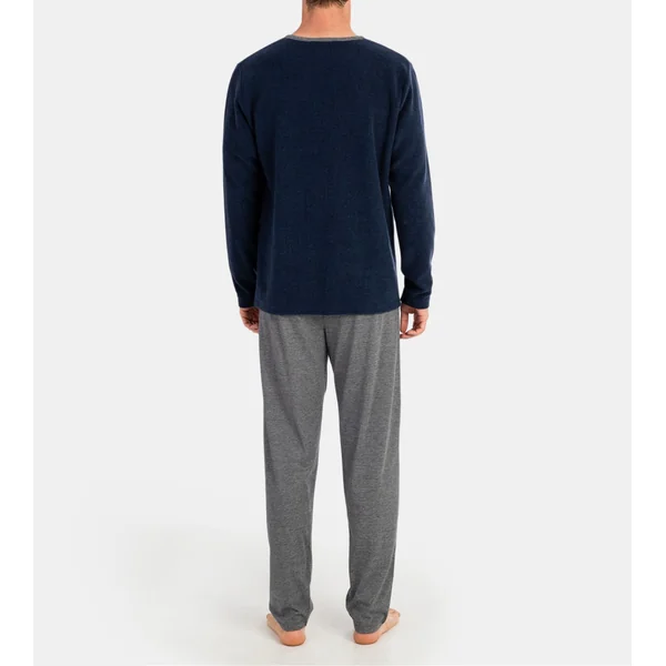Pyjama chaud pour homme Bleu Chiné