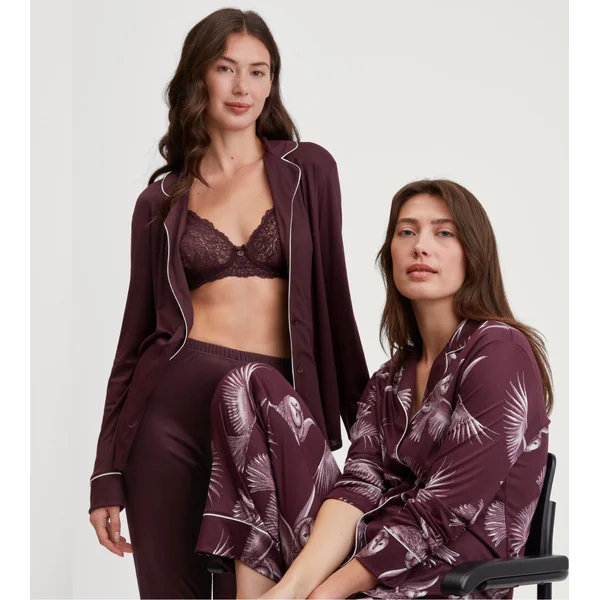 Pyjama chemise femme Moonlight Dreams Dark Burgundy
