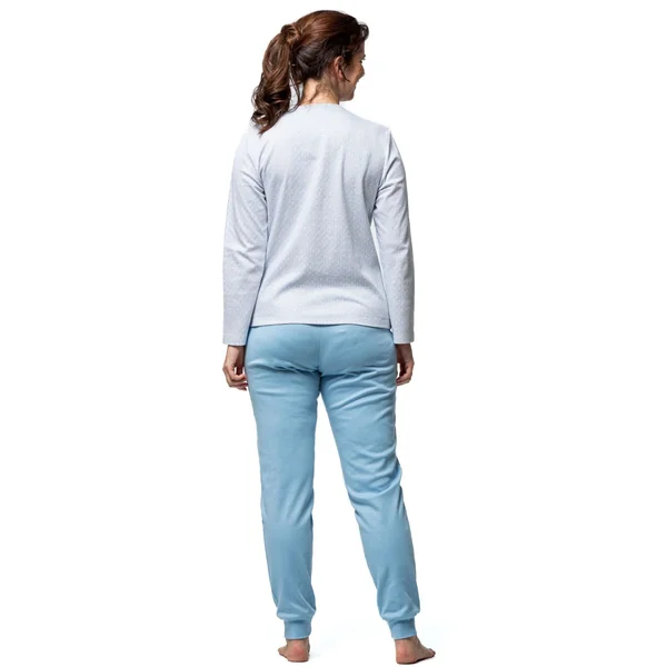 Pyjama classique à manches longues femme bleu
