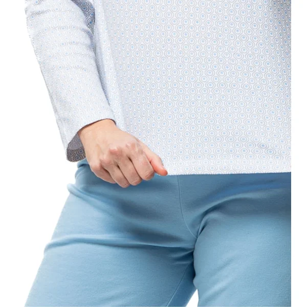 Pyjama classique à manches longues femme bleu