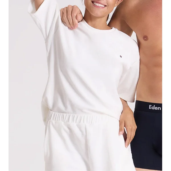 Pyjama court en éponge femme Blanc