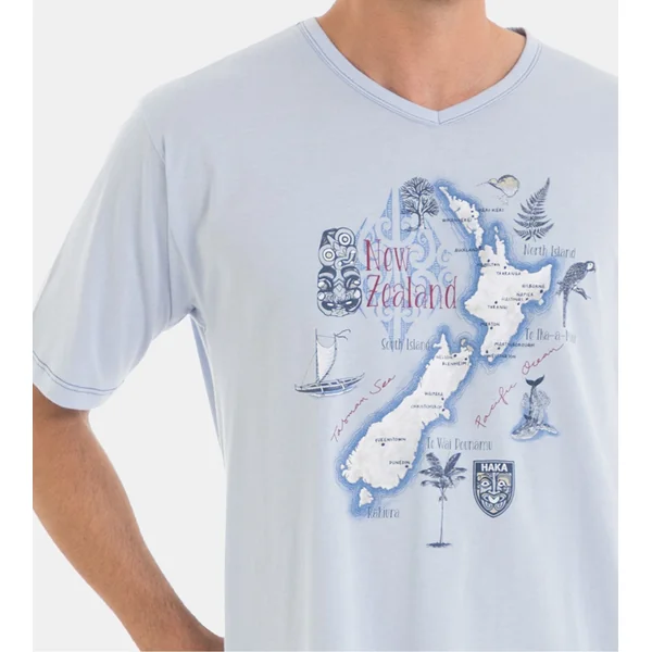 Pyjama court homme Bleu Clair/Gris