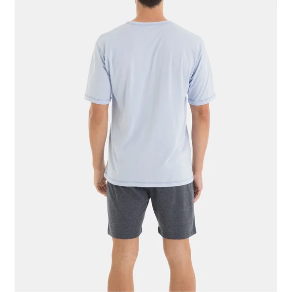 Pyjama court homme Bleu Clair/Gris