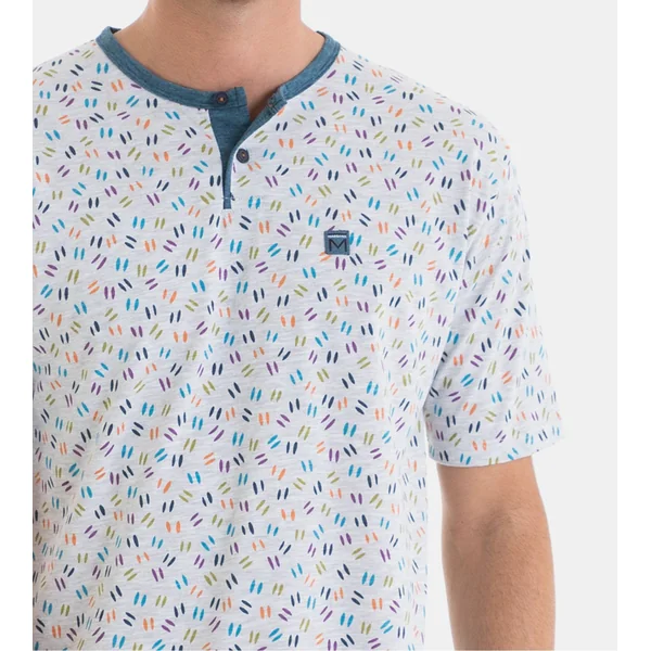 Pyjama court homme Gris Chiné/Bleu