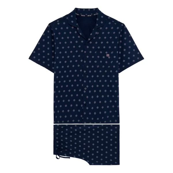 Pyjama court Indio imprimé Bleu marine