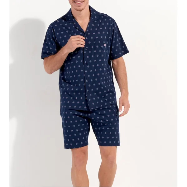Pyjama court Indio imprimé Bleu marine