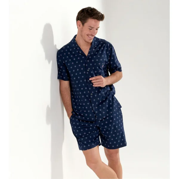 Pyjama court Indio imprimé Bleu marine