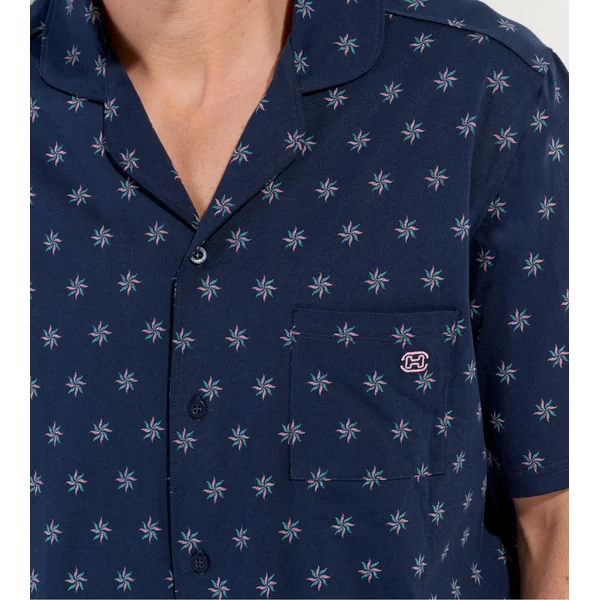 Pyjama court Indio imprimé Bleu marine