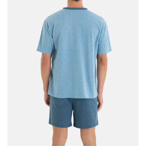 Pyjama court pour homme boutonné Bleu