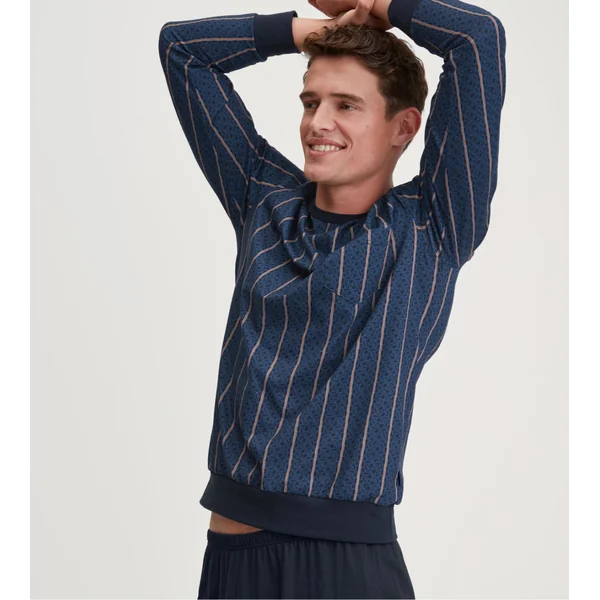Pyjama homme bleu à rayures verticales Relax Imprint Insignia Blue