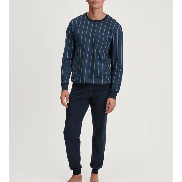 Pyjama homme bleu à rayures verticales Relax Imprint Insignia Blue