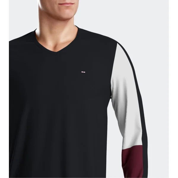 Pyjama homme col en V et pantalon resserré Marine/Blanc/Bordeaux