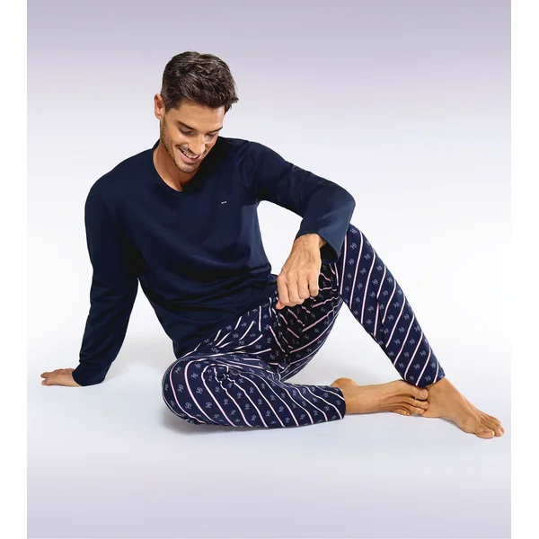Pyjama homme en coton Bleu/Rose