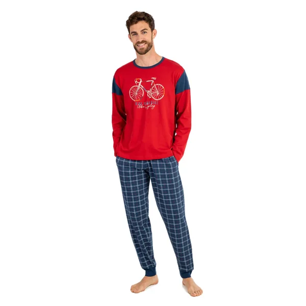 Pyjama long pour homme interlock Rouge