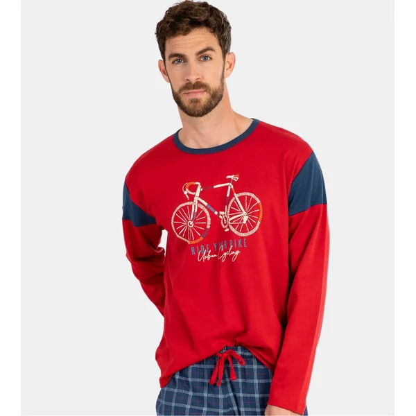 Pyjama long pour homme interlock Rouge