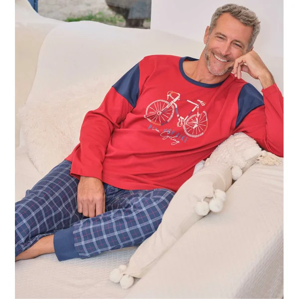 Pyjama long pour homme interlock Rouge