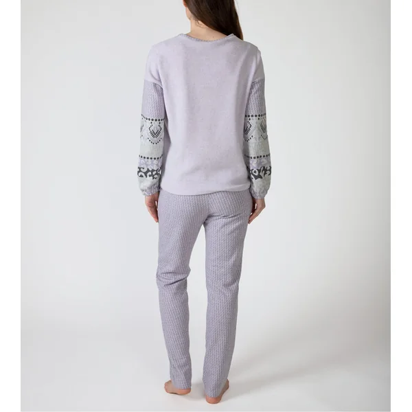 Pyjama polaire très doux pour l'hiver motif jacquard Lilas
