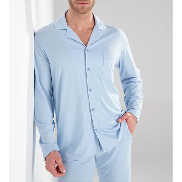 Pyjama uni chemise longue Bleu Clair homme Rafael