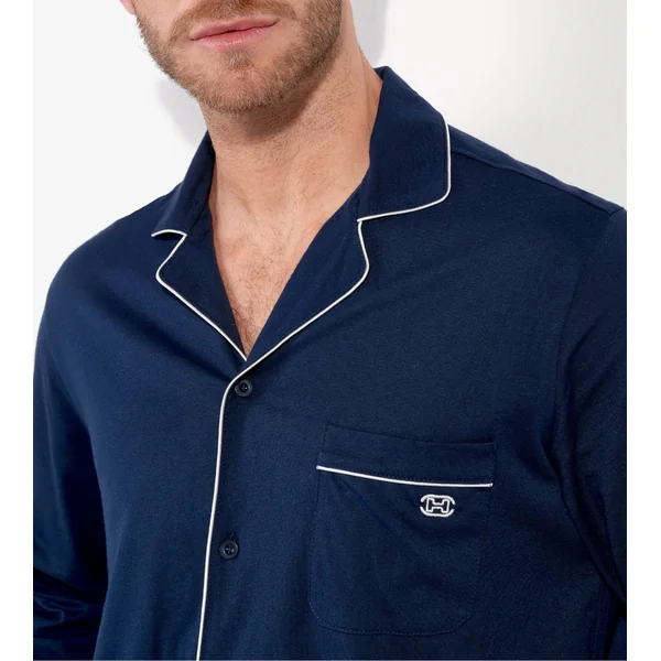 Pyjama uni chemise longue Bleu Marine homme Rafael