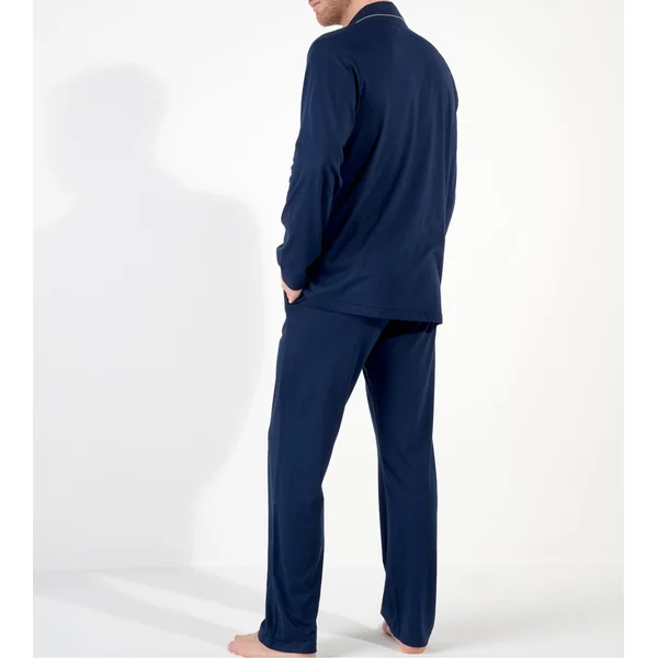 Pyjama uni chemise longue Bleu Marine homme Rafael