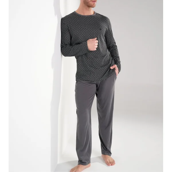 Pyjama à manches longues pour homme imprimé gris Waldorf
