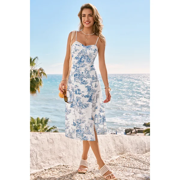 Robe bleue dos smocké