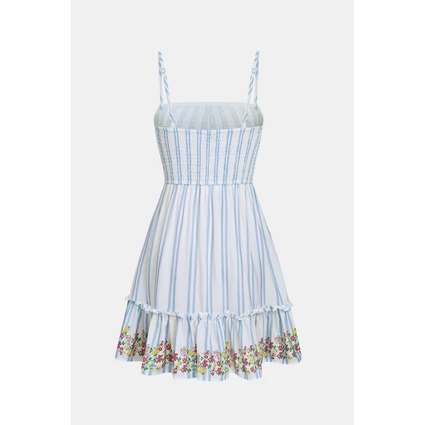 Robe col carré courte smockée