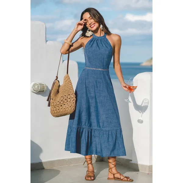 Robe col haut sans manches