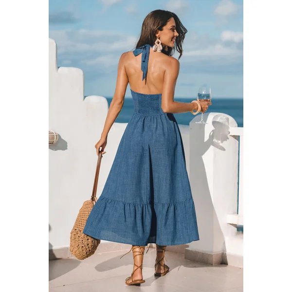 Robe col haut sans manches