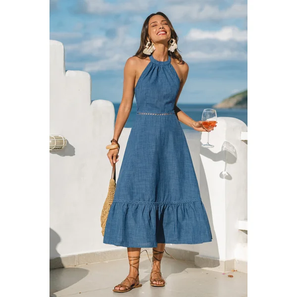 Robe col haut sans manches