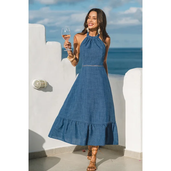 Robe col haut sans manches