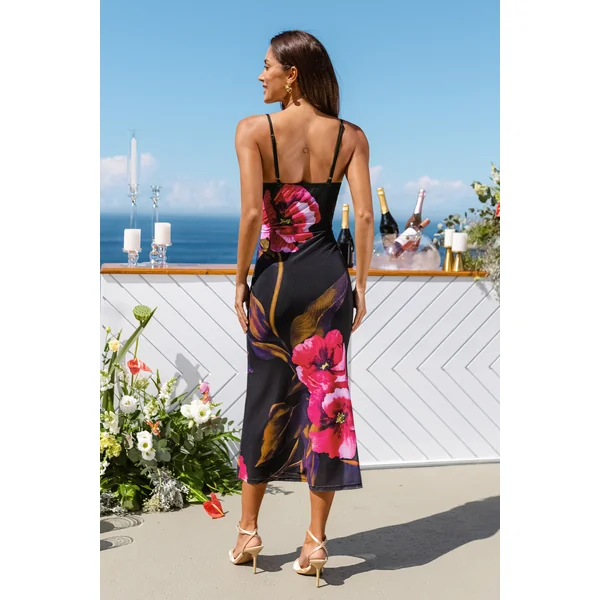 Robe col V fleurie col V