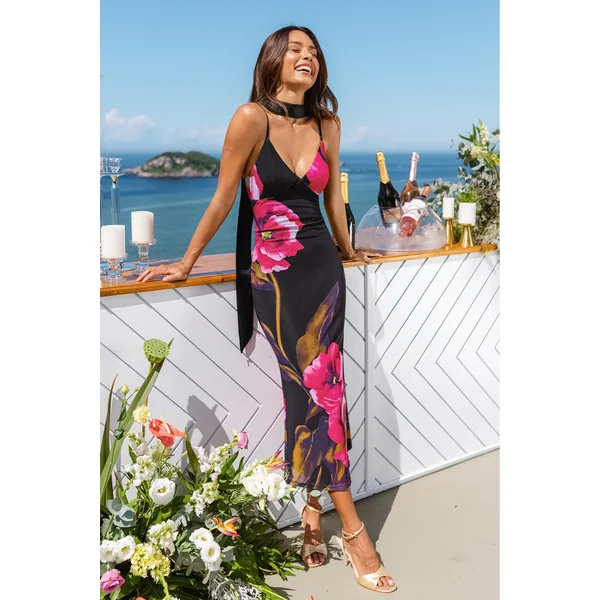 Robe col V fleurie col V