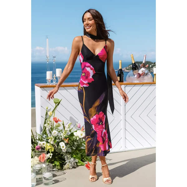 Robe col V fleurie col V
