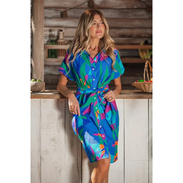 Robe courte abstraite multicolore