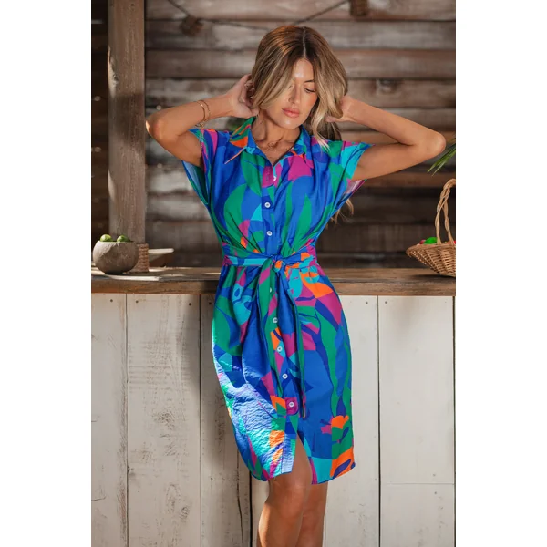 Robe courte abstraite multicolore