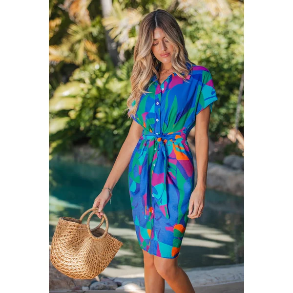 Robe courte abstraite multicolore