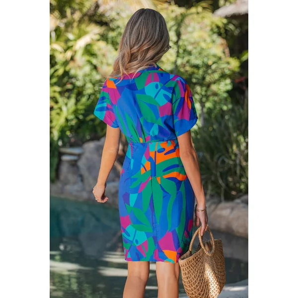 Robe courte abstraite multicolore