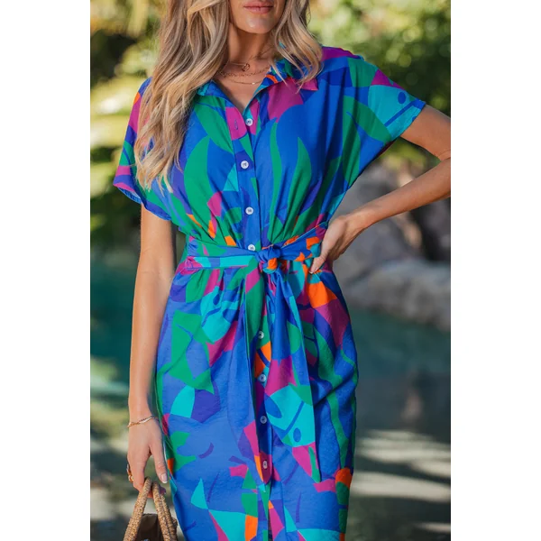 Robe courte abstraite multicolore
