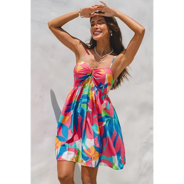 Robe courte col cœur multicolore