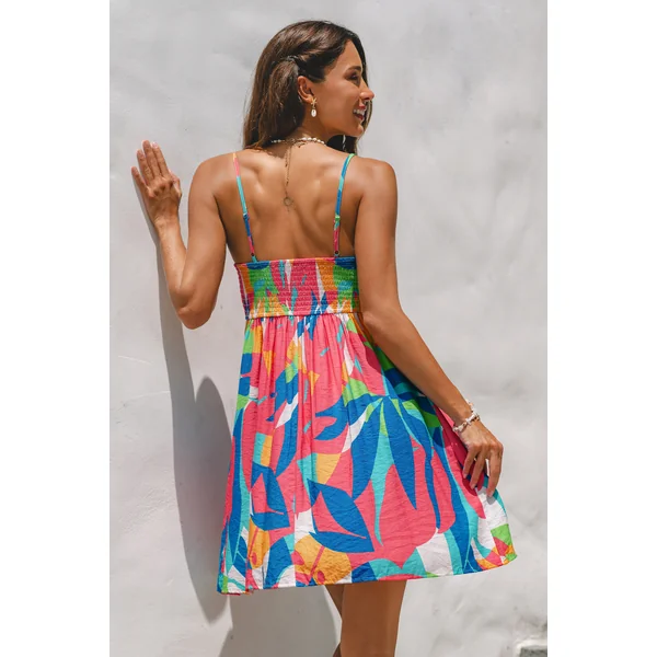 Robe courte col cœur multicolore