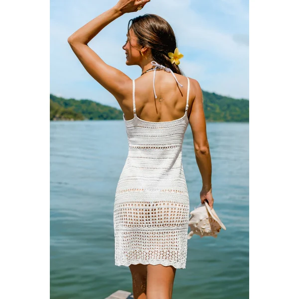 Robe courte cover up blanche légère