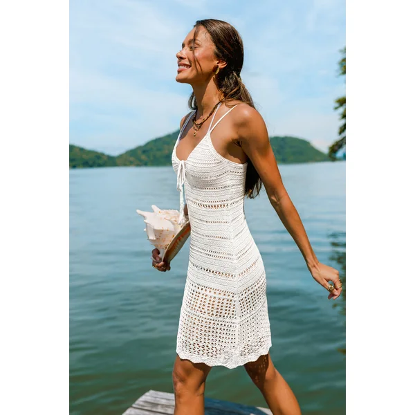 Robe courte cover up blanche légère