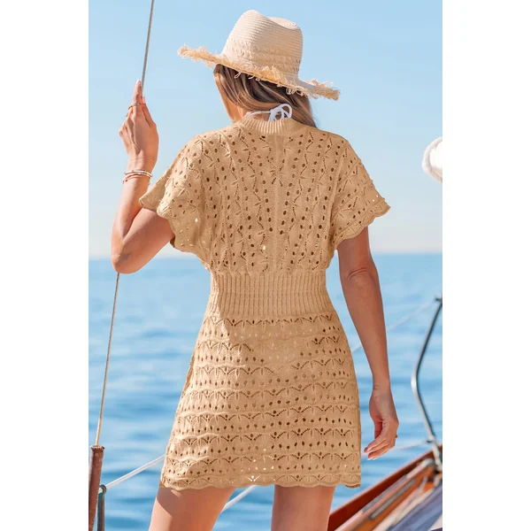 Robe courte cover up de plage kaki au style décontracté