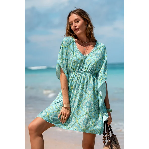 Robe courte cover up de plage ornée à la personnalité affirmée