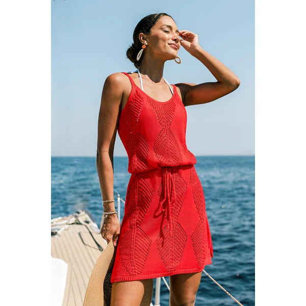 Robe courte cover up de plage rouge à l’énergie estivale