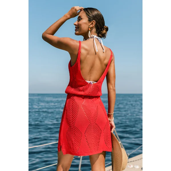 Robe courte cover up de plage rouge à l’énergie estivale